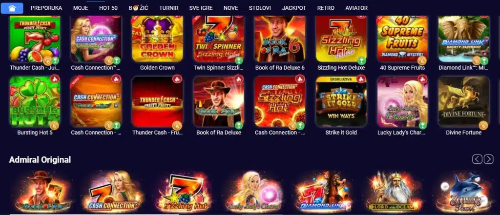Admiral Casino dizajn