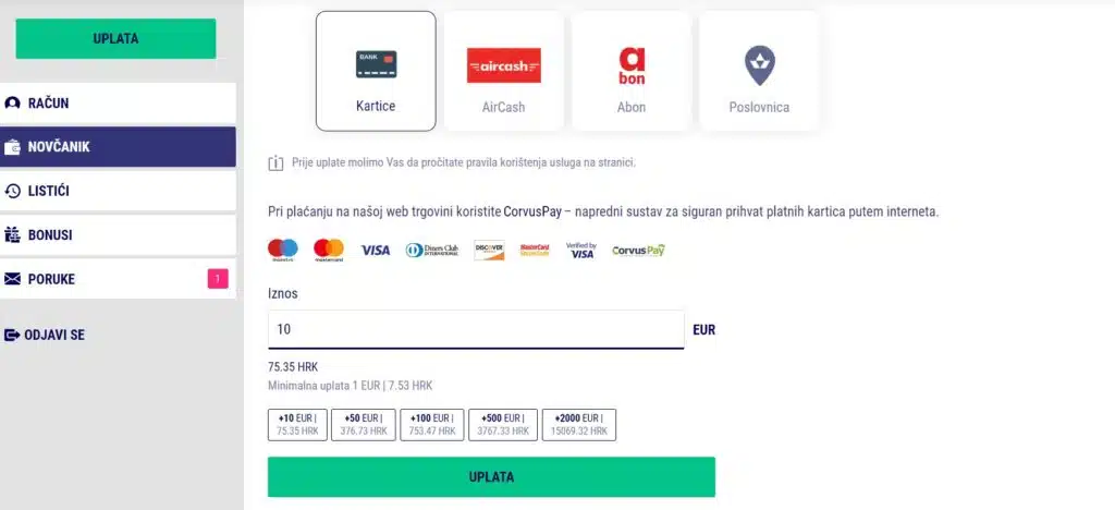 Favbet metode plaćanja