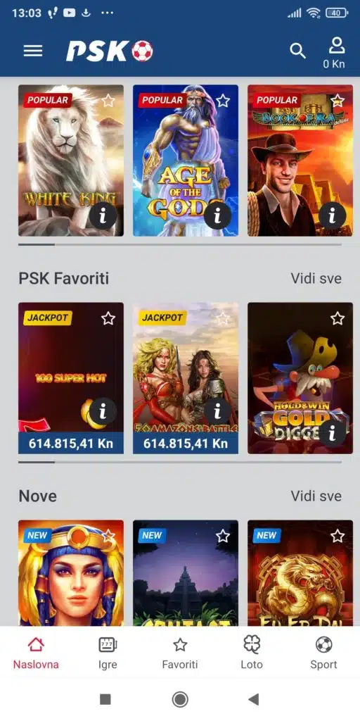 PSK aplikacija casino