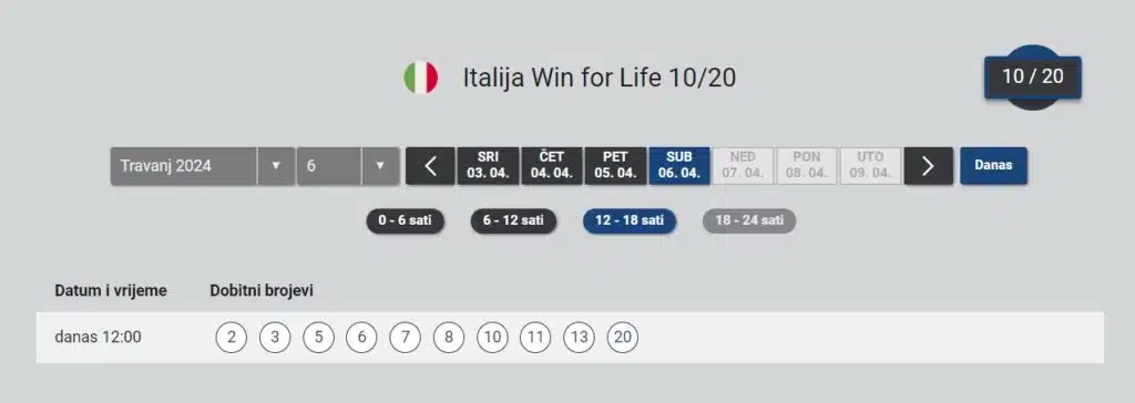 Win for Life 10 20 loto