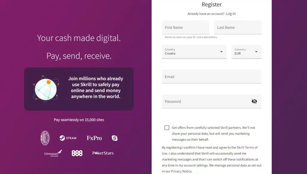 Skrill registracija