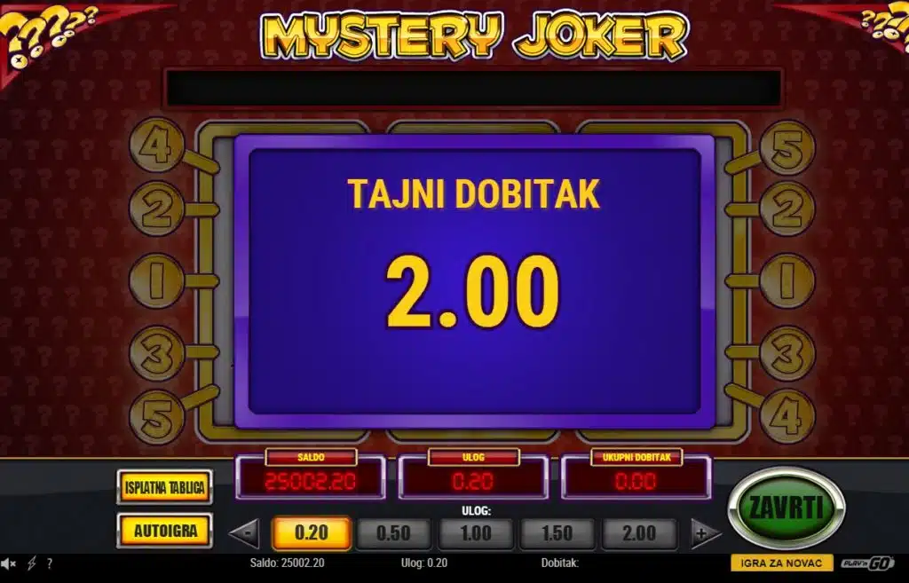 Mystery Joker tajni dobitak