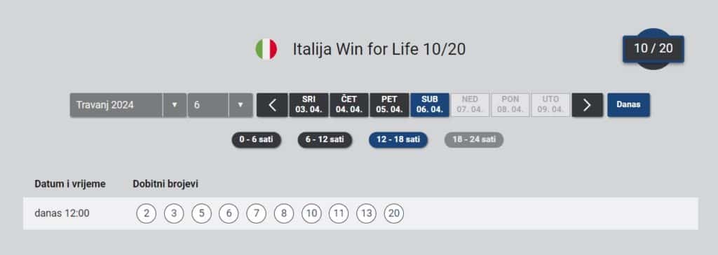 Win for Life 10 20 loto